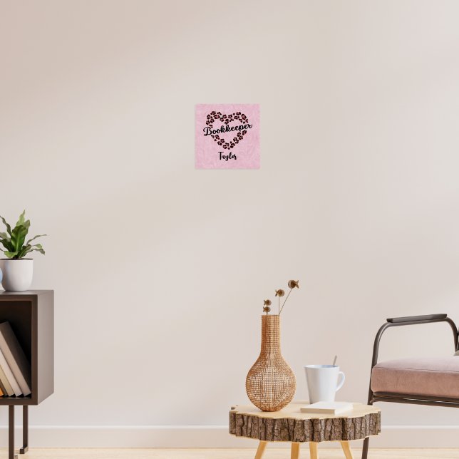 Bookkeeper Leopard Heart Frame Pink Poster (Living Room 3)