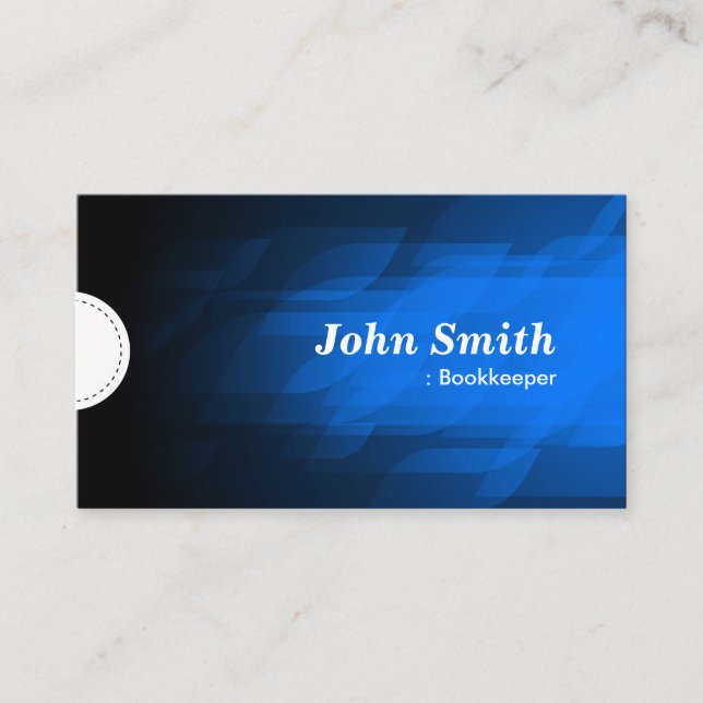 Bookkeeper - Modern Dark Blue Business Card (Front)