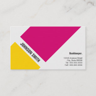 Bookkeeper - Simple Pink Yellow Business Card