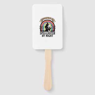 Bookkeeper Witch Retro Halloween Accounting Design Hand Fan