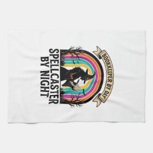 Bookkeeper Witch Retro Halloween Accounting Design Kitchen Towel