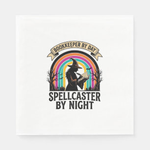 Bookkeeper Witch Retro Halloween Accounting Design Napkin