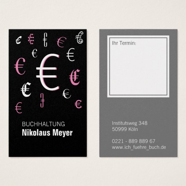 Bookkeeping visiting cards with pink (Front & Back)