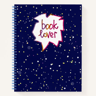 Booklover lettering drawing blue Spiral Notebook