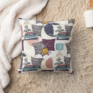 Booklover Pattern Throw Pillow