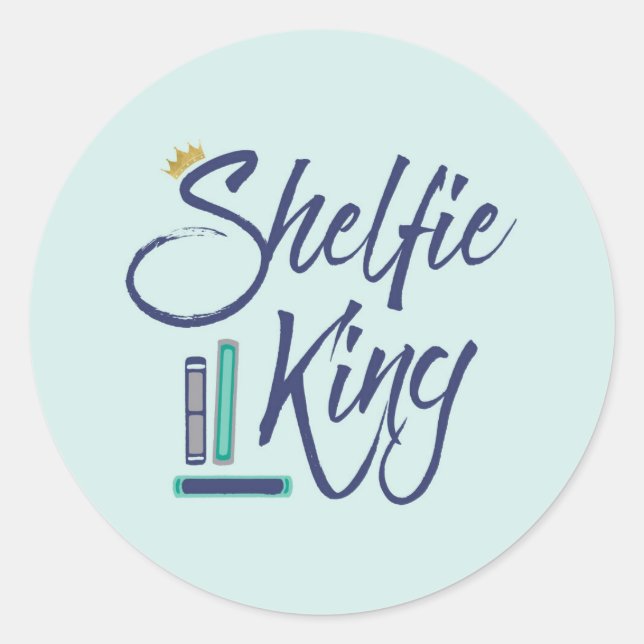 Booklover Shelfie King Classic Round Sticker (Front)