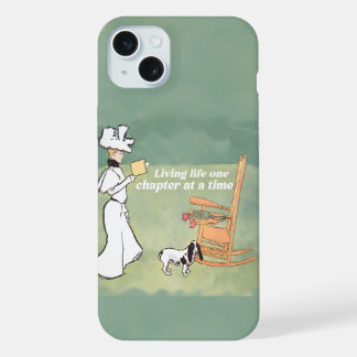 Booklover Woman And Dog Reading iPhone 15 Plus Case