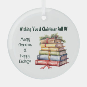 Booklovers glass ornament