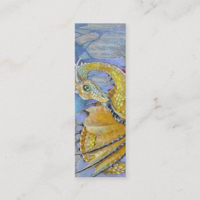 BOOKMARK - Amber Dragon Mini Business Card (Front)