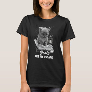 Bookmark Books Are My Escape Cat Reading A Book Lo T-Shirt