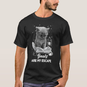 Bookmark Books Are My Escape Cat Reading A Book Lo T-Shirt