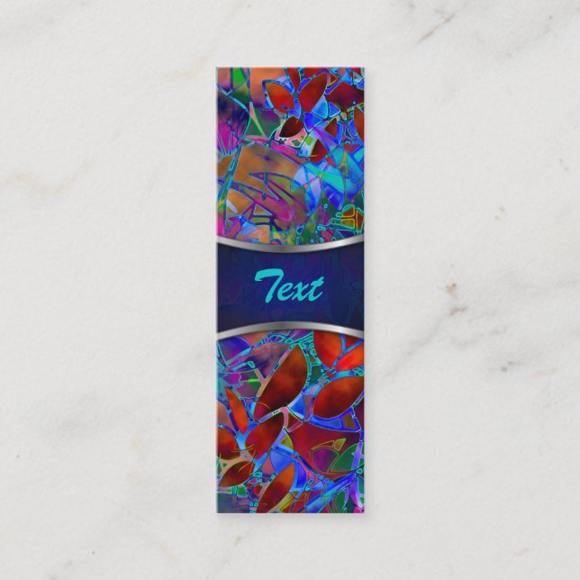 Bookmark Business Card Floral Stained Glass (Front)