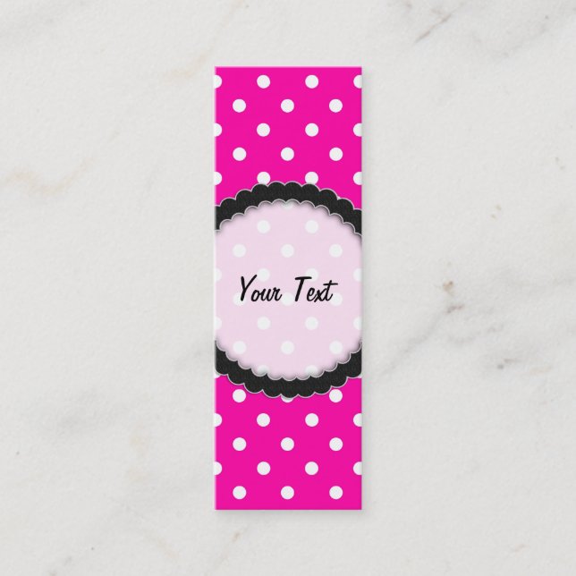 Bookmark Business Card Hot Pink Polka Dot (Front)