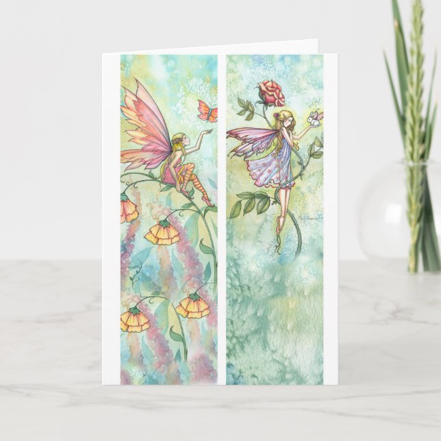 Bookmark card Fairy Butterfly and Bunny (Front)