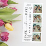 Bookmark Photo Booth Unique Save The Date<br><div class="desc">This design features a fun photo booth style format. Easily add your 4 square photos (simply take 4 selfies with your phone,  crop and upload!). Click the "Click to customize further" button to edit the text colours and background colour.</div>