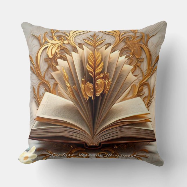 "Bookmarked for Life" Throw Pillow (Front)