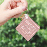 Bookmarks Are For Quitters Personalized Book Club Keychain<br><div class="desc">This cute nerdy design for book lovers, bookworms, authors, writers, book club friends or avid readers features the funny quote "Bookmarks Are For Quitters" with two small book illustrations on a dusty rose pink background. Personalize with a line of custom text beneath; perfect for your book club name, bookstore or...</div>