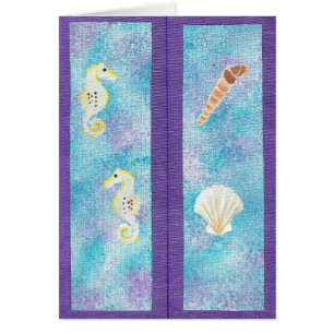 Bookmarks Sea Horses and Seashells on purple