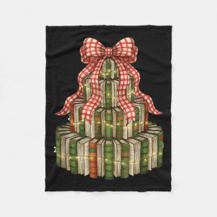 Bookmas Tree Christmas Librarian Book Lover Holida Fleece Blanket