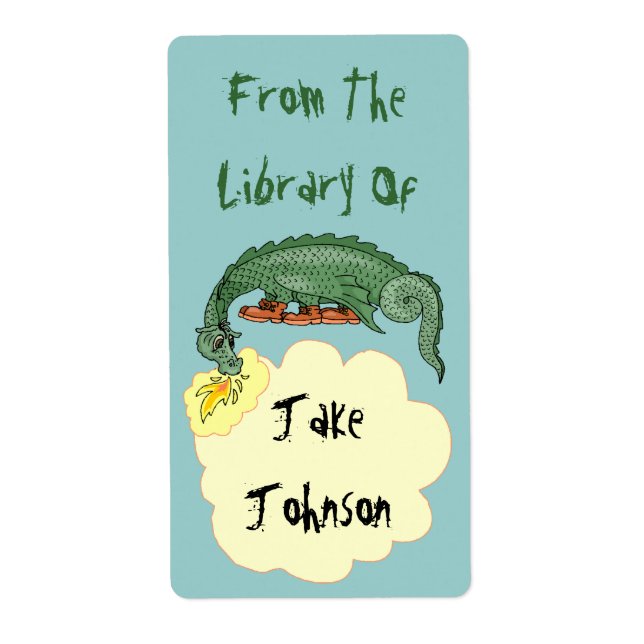 Bookplate Dragon Breathes Name From The Library Of (Front)