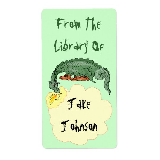 Bookplate Dragon Breathes Name From The Library Of Shipping Label
