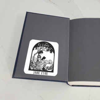 Bookplate - Girl Reading Under Tree  Square Sticker