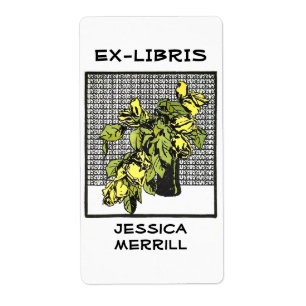 Bookplate jaune Rose Ex-Libris