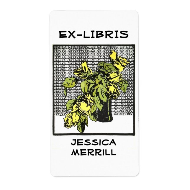 Bookplate jaune Rose Ex-Libris (Devant)
