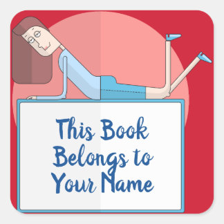BOOKPLATE PERSONALIZED GIRL BOOK, STUDENT BOOK SQUARE STICKER