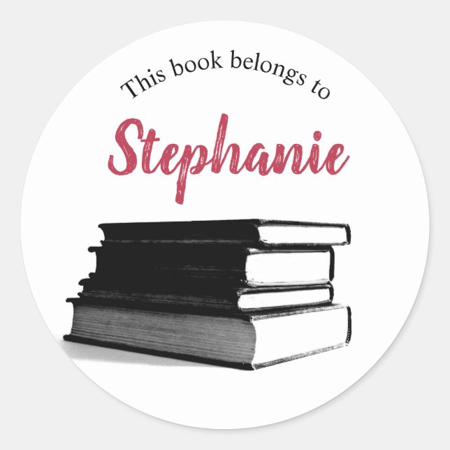 Bookplate Personalized This book belongs to Classic Round Sticker (Front)