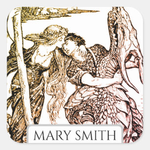 Bookplate, Personalized, Victorian Reproduction Sq Square Sticker