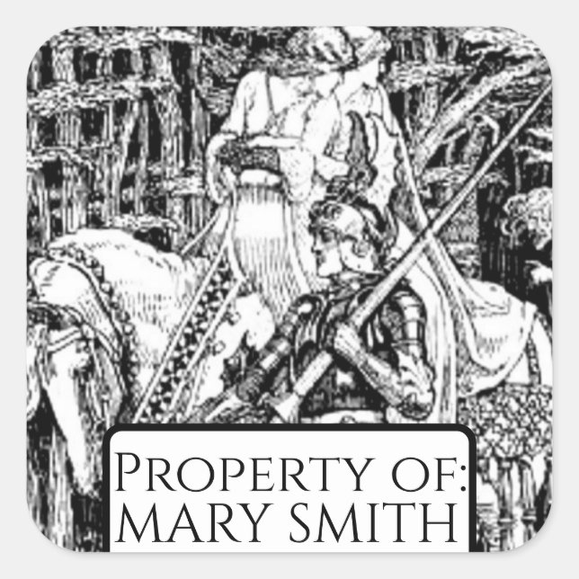 Bookplate, Personalized, Victorian Reproduction Sq Square Sticker (Front)