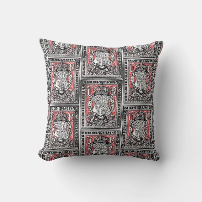 Bookplate Queen Victoria at Windsor Castle Throw Pillow (Front)