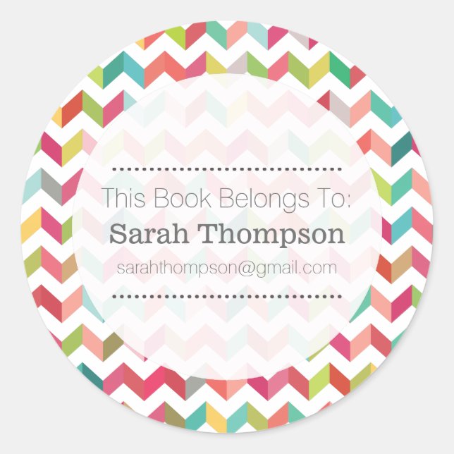 Bookplate School Name Stickers Herringbone (Front)