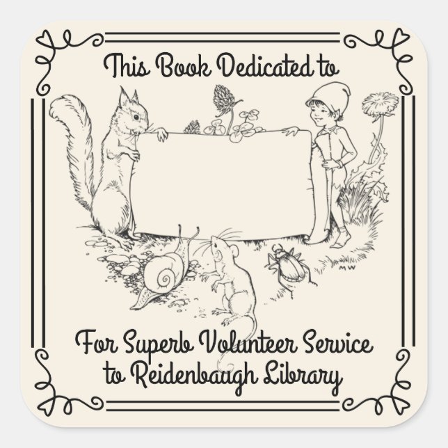 Bookplate Sticker Library Volunteers. School Name (Front)