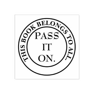 Bookplate to encourage book sharing rubber stamp