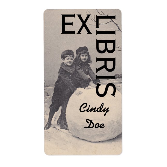 Bookplate Victorian Book Label EX LIBRIS Snowman (Front)