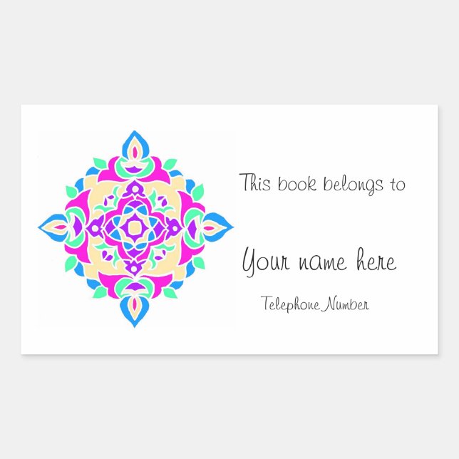 Bookplate with Rangoli Pattern Sticker (Front)