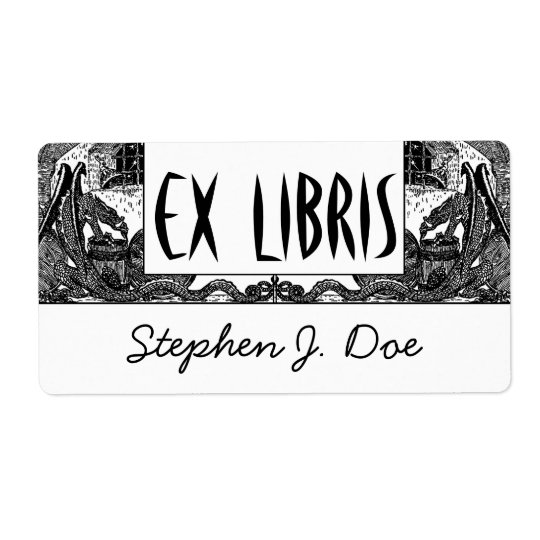 Bookplates Dragons in Dungeon Bookend EX LIBRIS Shipping Label
