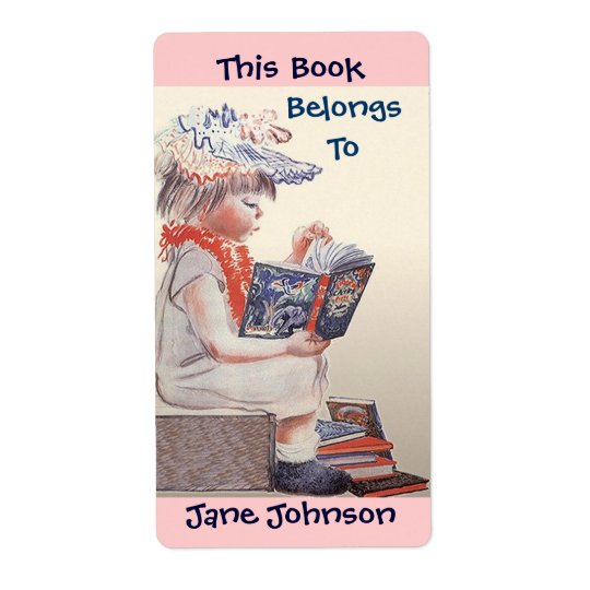 Bookplates Vintage Girl Reading Belongs To Labels