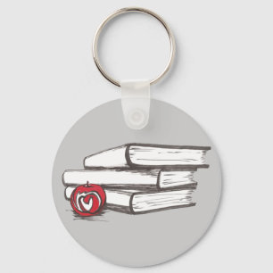 Books + An Apple   Customizable Keychain