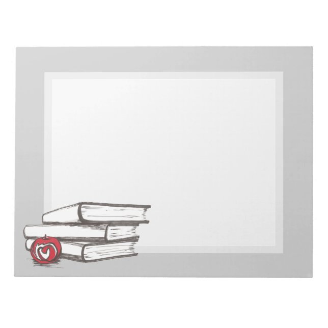 Books + An Apple | Customizable Notepad (Front)