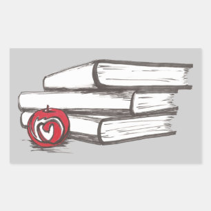 Books + An Apple   Customizable Sticker