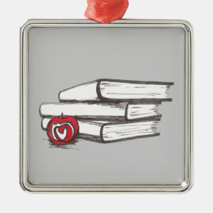 Books + An Apple   Ornament   Customizable