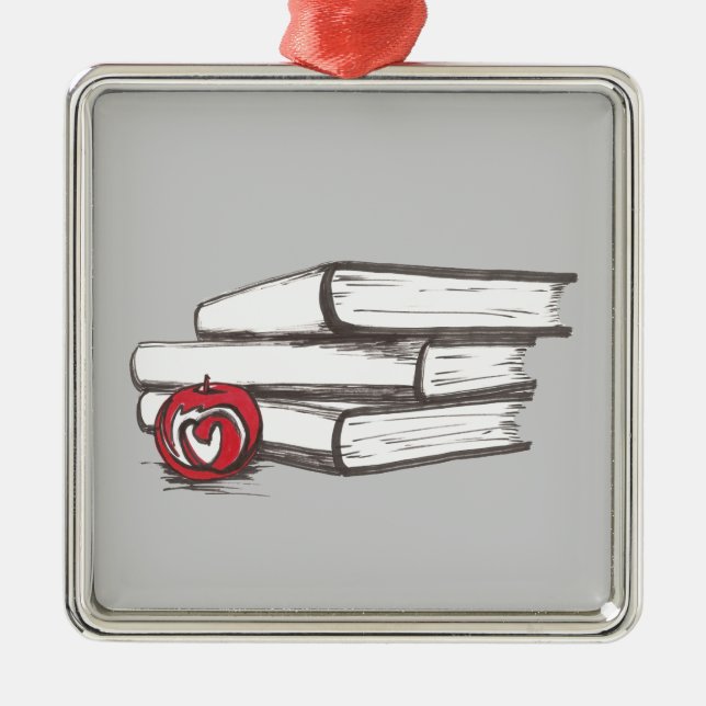 Books + An Apple | Ornament | Customizable (Front)