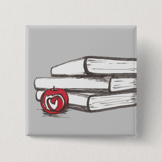 Books + An Apple | Pin | Customizable (Front)