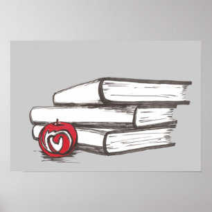 Books + An Apple Poster   Customizable