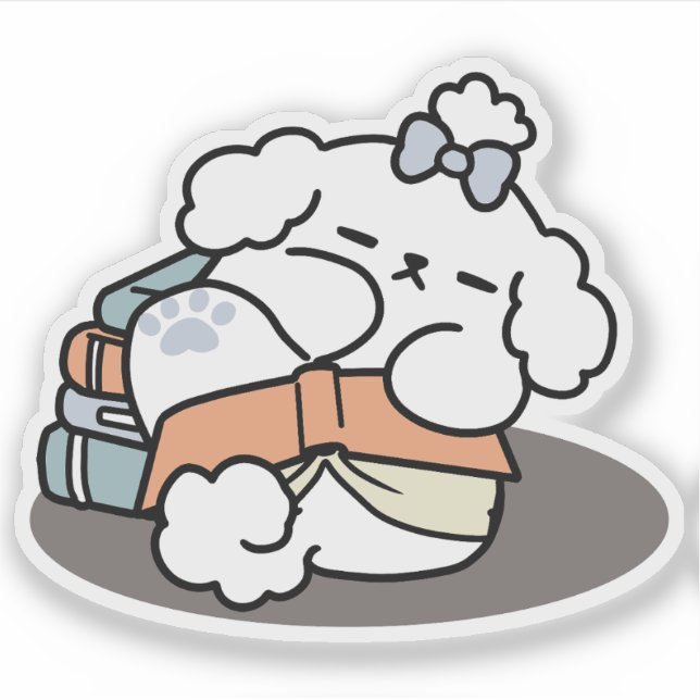 Books and Barks – Cute Sleepy Dog Reading Design (Front)