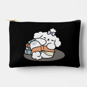 Books and Barks – Cute Sleepy Dog Reading Design Accessory Pouch