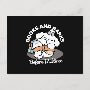 Books and Barks – Cute Sleepy Dog Reading Design Holiday Postcard